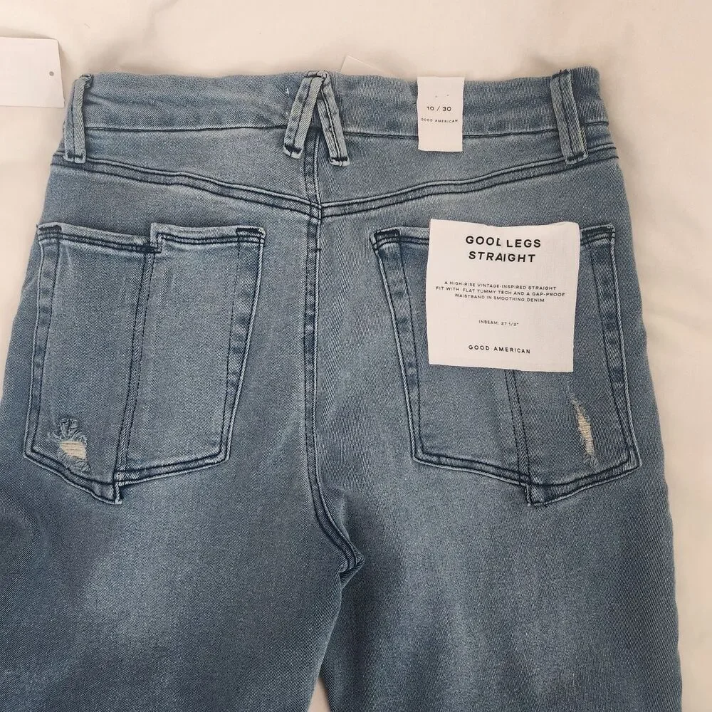NWT Good American GOOD LEGS STRAIGHT JEANS GSPFH941T Size 10/30 Inseam 27.5" - Picture 11 of 12